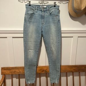 Joe’s jeans 29w 27in inseam light wash with slight distressing at the hem